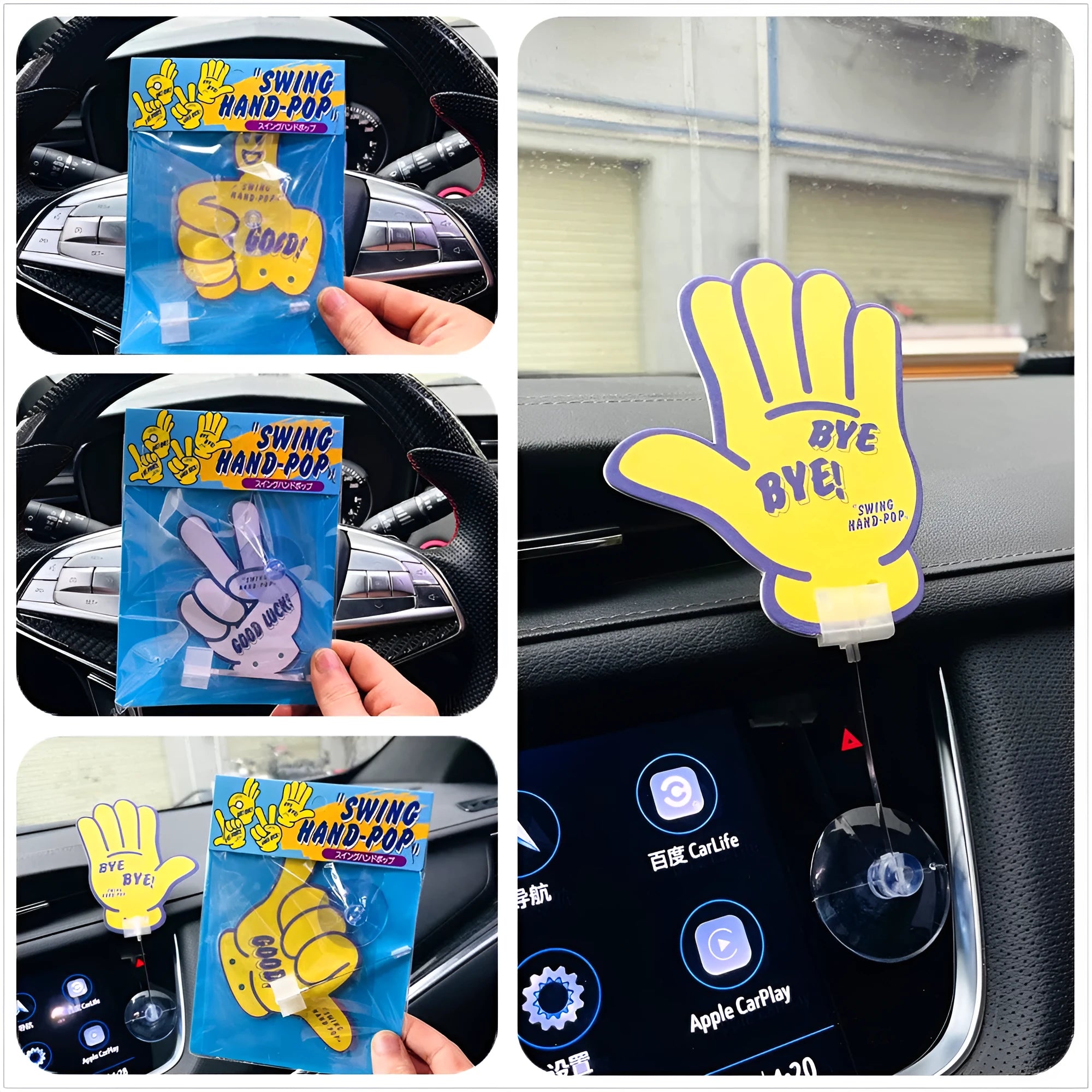 Swinging cartoon car air freshener ornament with jasmine green tea scent in multiple colour options