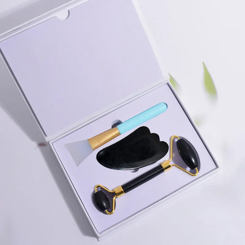 Black Bianstone beauty face care massage jade device bar for facial tension relief and Gua Sha