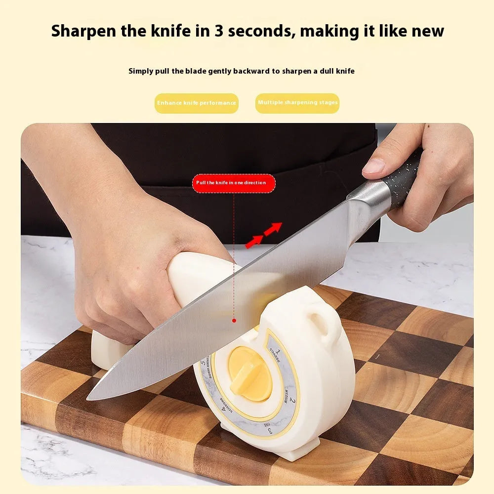 Six-in-one household multi-function sharpener for pencils, knives, and scissors in white colour