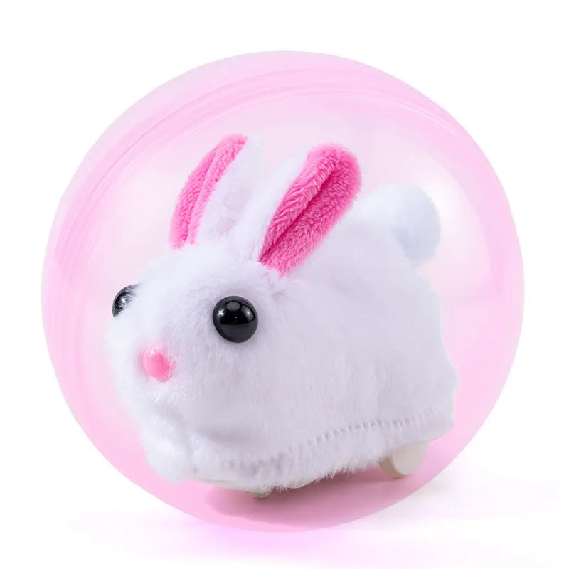 Hamster exercise ball with battery base and plush shell in beige hamster design