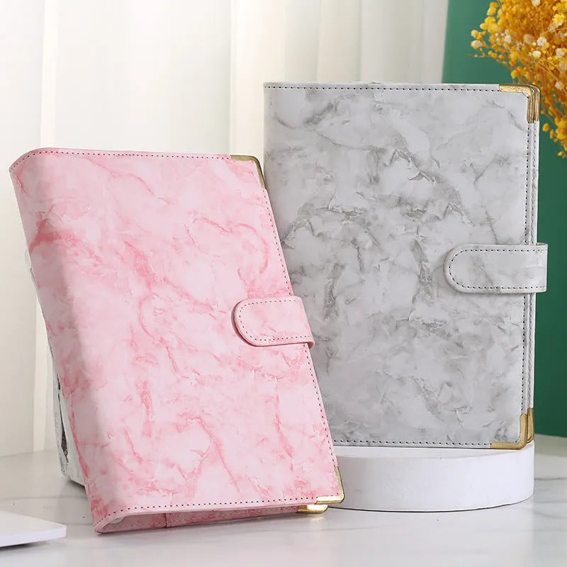 Removable Notepad With Marble Pattern Quality PU Cover 100 Sheets 200 Pages 80G Dowling Paper A5 A6 Multicolor Optional Home Office Desk Use Grey Pink White Black Blue Blue Grey