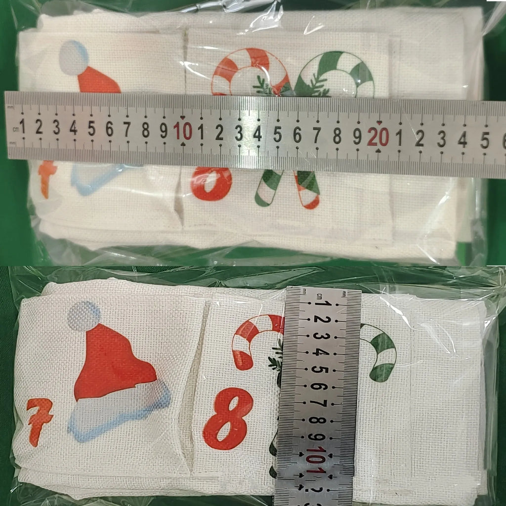 50x100cm brocade Christmas countdown gift bag with screen-printed design in Color 01