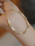 Women's Hetian jade bamboo joint bracelet in 6mm size showing casual style