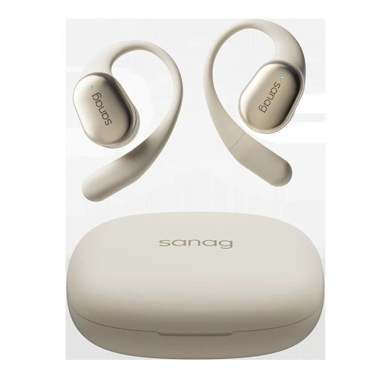 Wireless sports Bluetooth headset with ear hook design in black, plastic construction