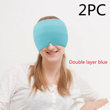 Soothing ice gel eye mask for headache relief, featuring a cooling gel pack and premium elastic cloth for a comfortable fit