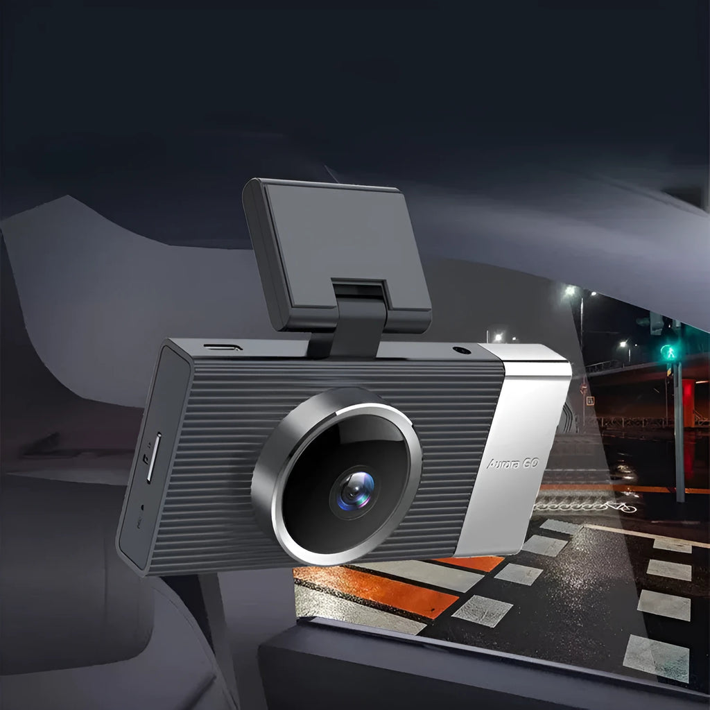 Wi-Fi connected driving recorder with a 3-inch screen and multiple lens options for car front, interior, and rear.