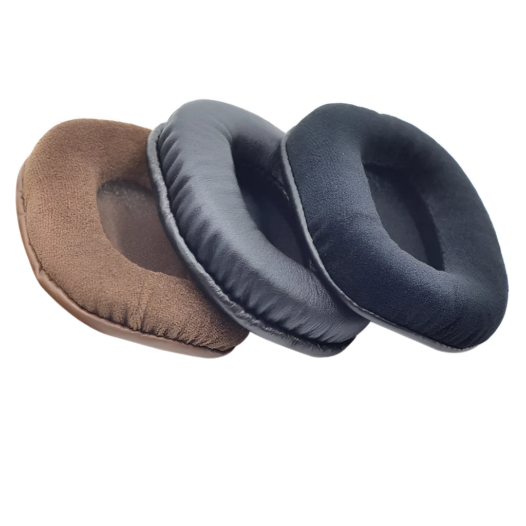 Soft sponge earphone covers in black leather, black flannel, brown flannel and gray flannel for headphones