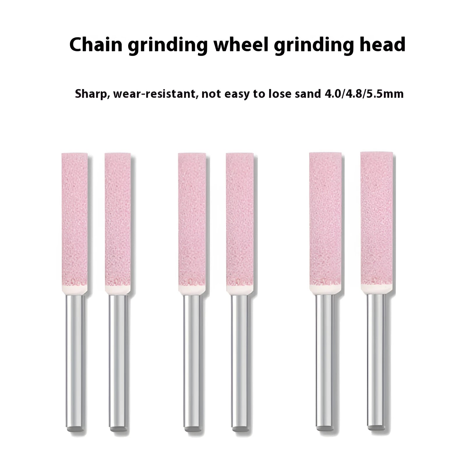 Set of ceramic cylindrical grinding heads in three sizes for chainsaw chain sharpening