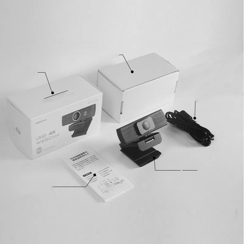 Black USB webcam with magnetic privacy cover for desktop computers and video conferencing