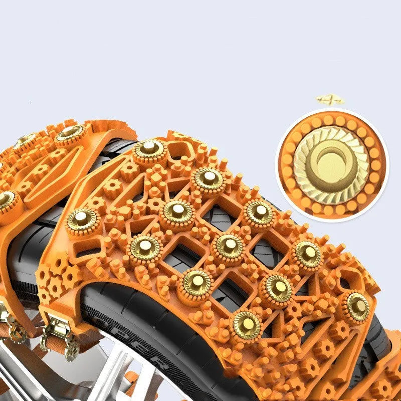 Black rubber car anti-slip chain on tyre for winter traction