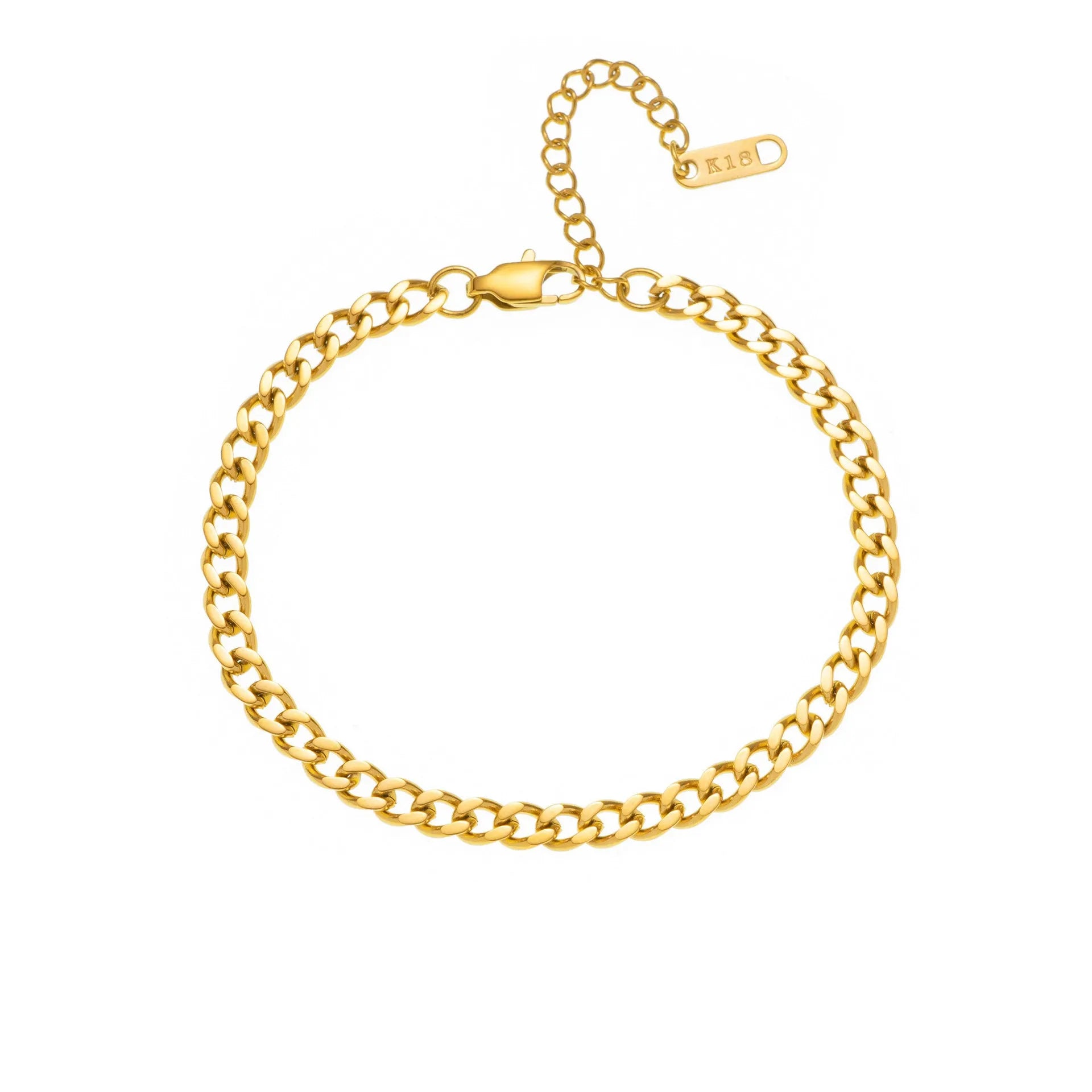 Gold titanium steel necklace with a letter A pendant on a blade chain.