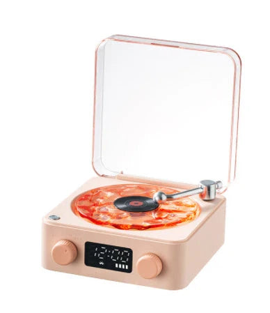 Retro Bluetooth Vinyl Record Player with Rotating Turntable, Nature Sounds, and RGB Lighting Effects