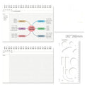 A4 mind map notebook with soft leather cover open to show template and 80g paper pages
