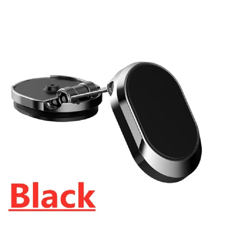 Zinc alloy folding magnetic car phone bracket on dashboard with 360 rotation, black colour, 65x20x36mm