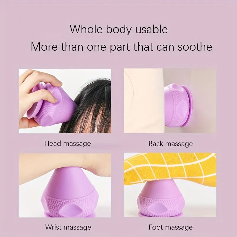 Silicone massage cone ball with suction cup, 62x75mm, green pink purple, for deep tissue back and foot massage.