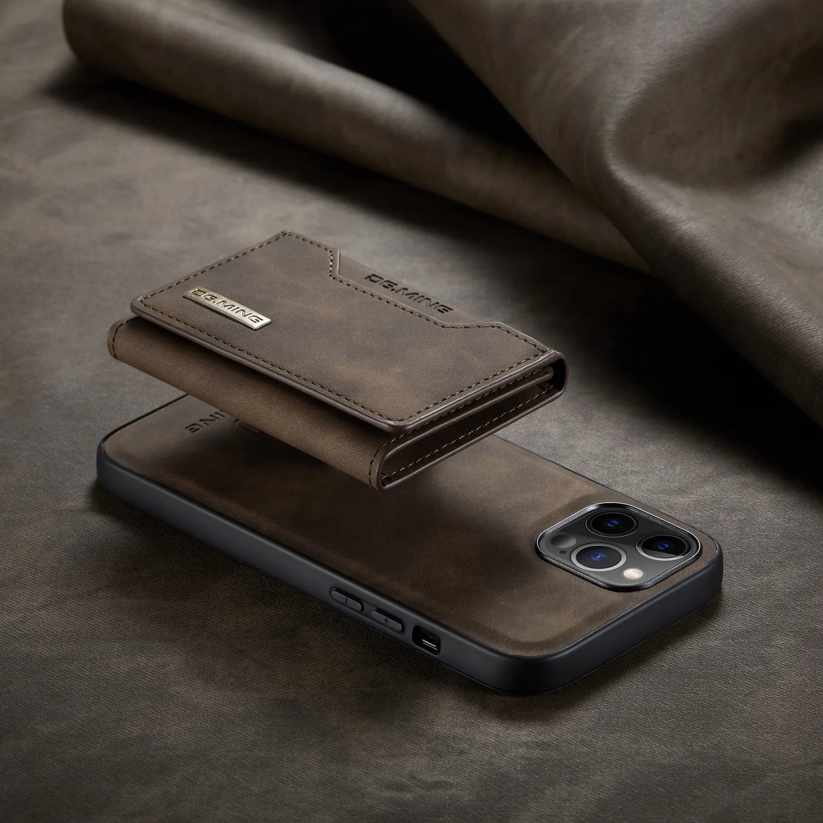 Wallet style magnetic card holder PU phone case for iPhone 16 series, retro design with multiple colour options
