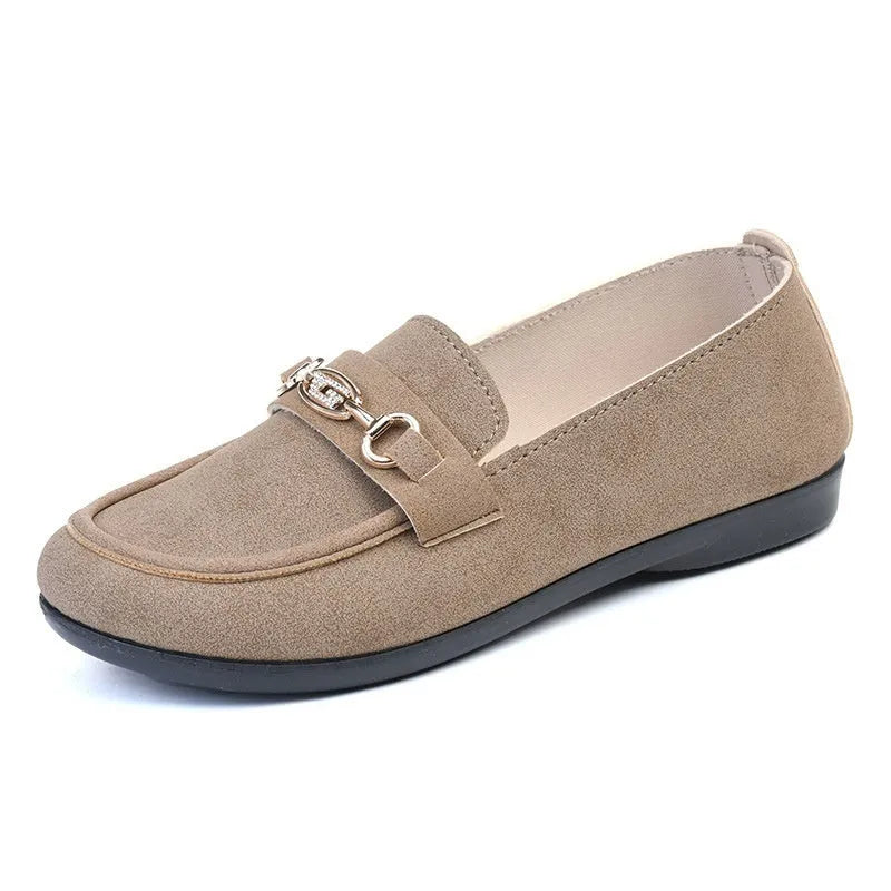 Gommino women's casual shoes in black or brown with rubber soles and matte upper