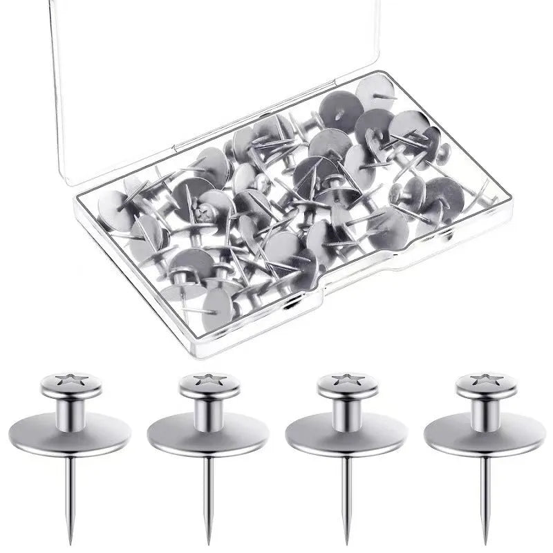 Black plastic I-shaped corkboard nails in a PP box, available in 30, 50 or 80 pieces