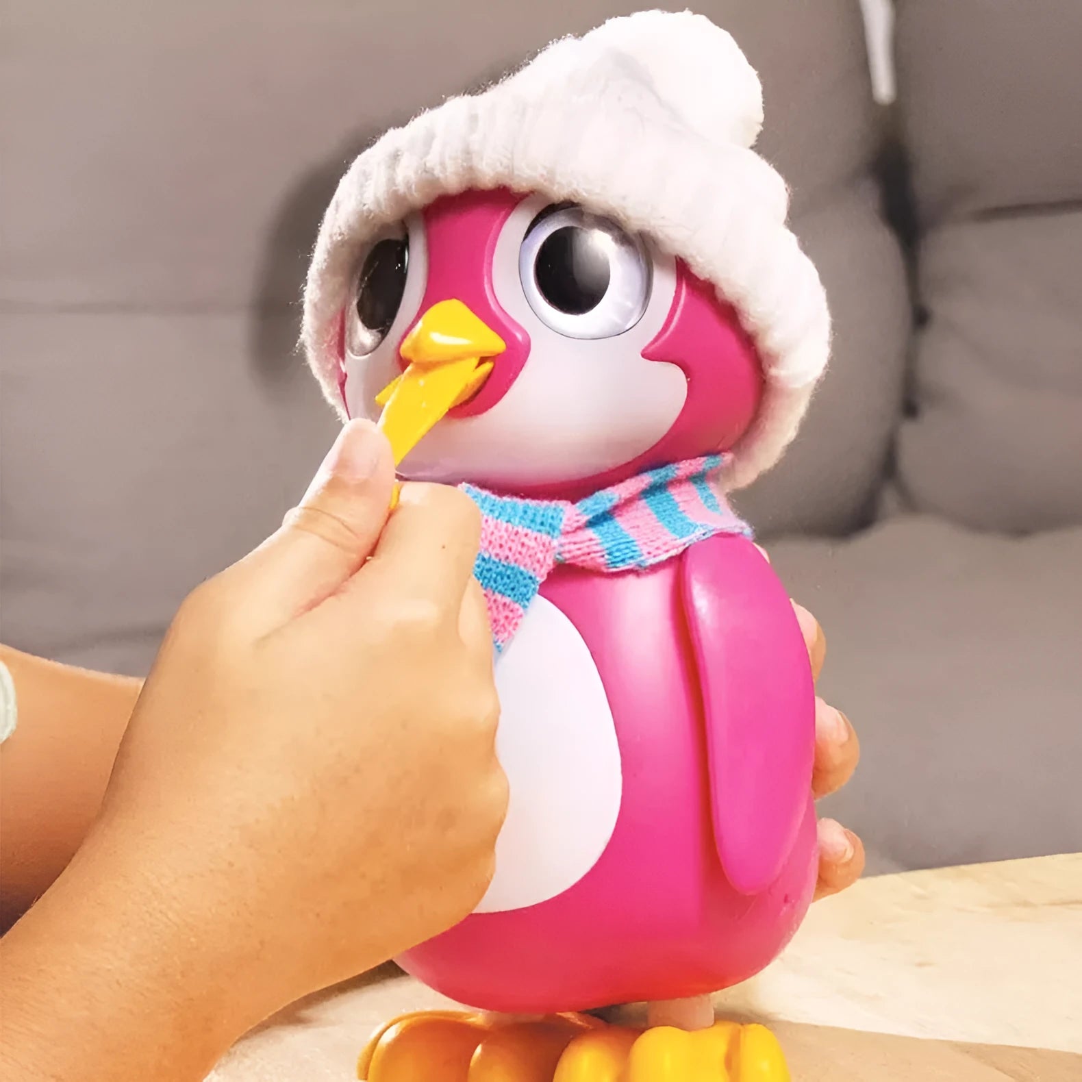 Plastic cute little penguin simulation electric children's cartoon pet toy for boys with hat scarf vest and fish accessory