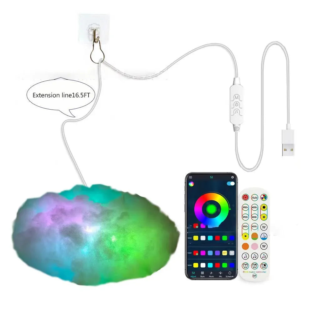 RGB Phantom Thundercloud LED Cloud Light plastic USB powered with remote control indoor ambiance