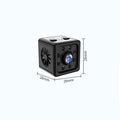 Black cubic network security camera with sports tracking function mounted on included bracket