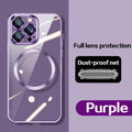 Magnetic wireless charging dust-proof TPU phone case electroplating finish back cover iPhone 14 series dark purple