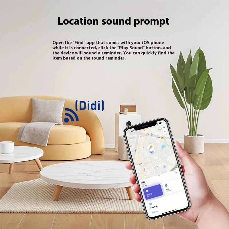 Black plastic pet tracking device with card shape, hanging hole, and wireless charging via NFC interface