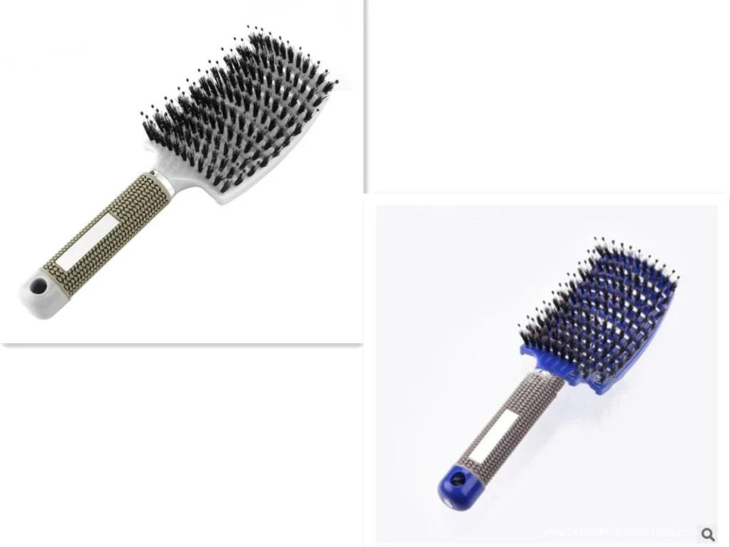 Detangling hairbrush with bristle and nylon teeth for effortless hair management and scalp massage