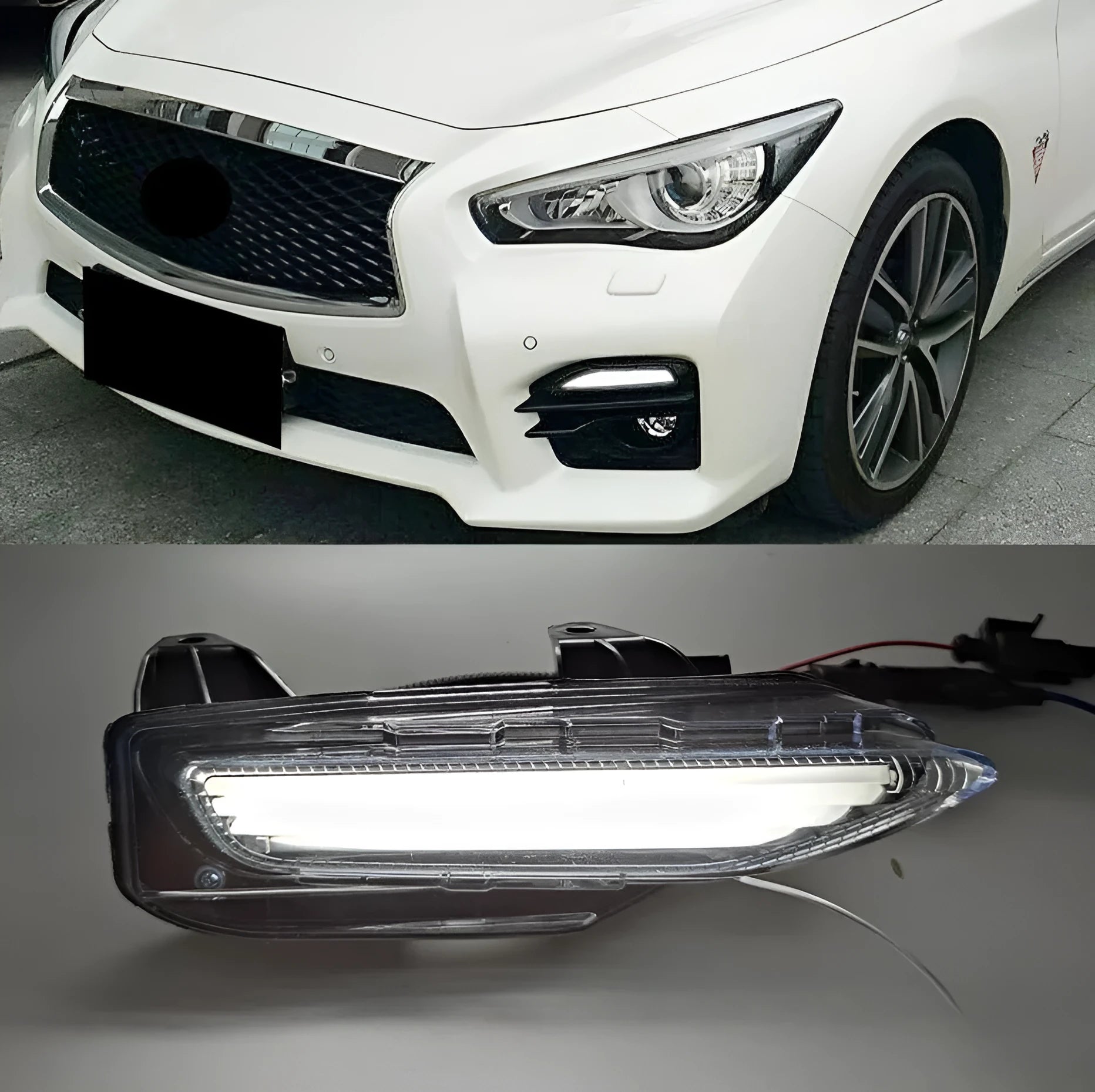 Infiniti Q50 front bumper LED daytime running and turn signal lamp unit