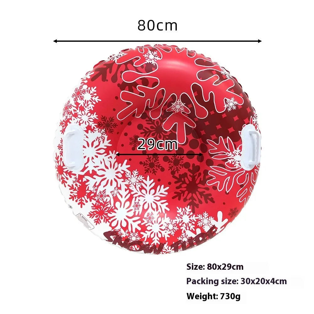PVC winter ski ring for snow sledding in flame red, snow mountain, or ice-snow blue colour options
