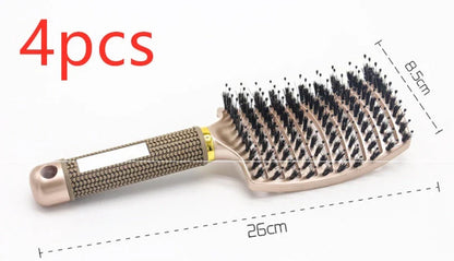 Detangling hairbrush with bristle and nylon teeth for effortless hair management and scalp massage