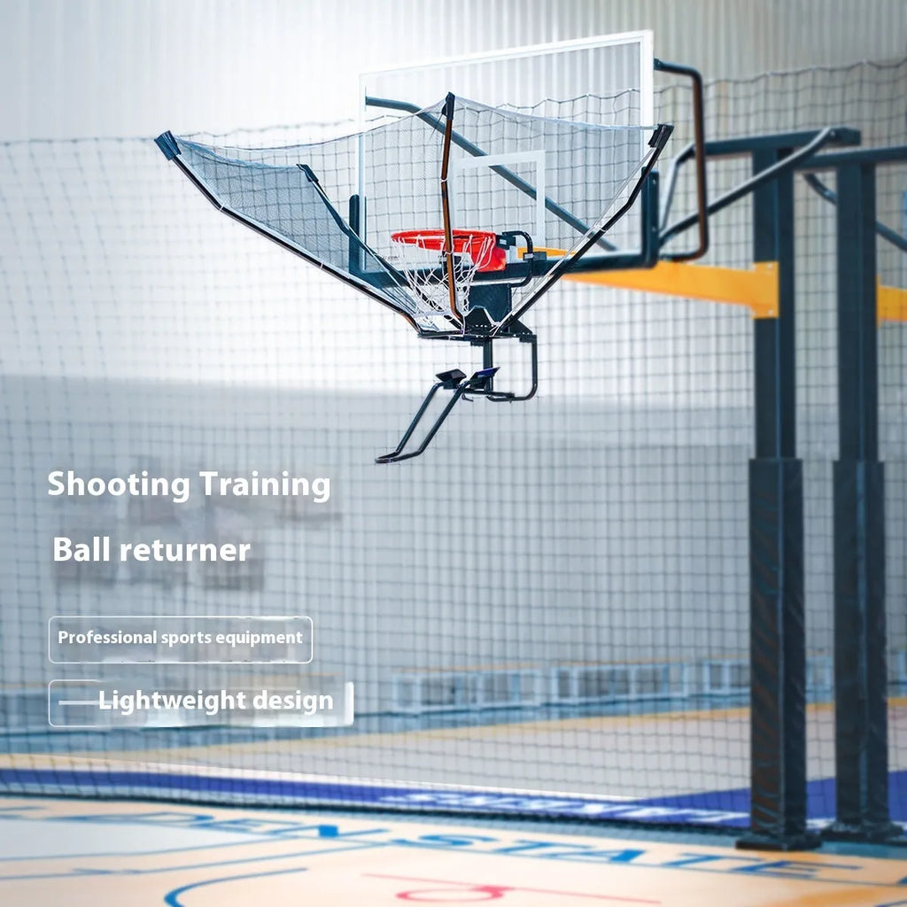 Continuous pitching automatic serve basketball shooting trainer with portable hanging design
