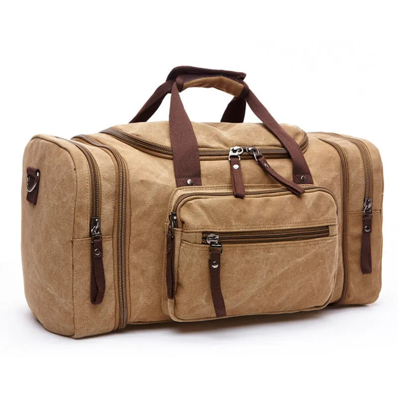 Canvas travel bag with soft handle, plain surface, cotton lining, shown in available colours
