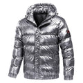 Men's fashion motorcycle coat with zipper, cotton filling, available in black, grey, red, sizes L to 4XL