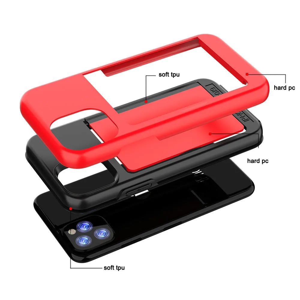Simple solid colour mobile phone case for iPhone 11, Pro and Pro Max in black, shown from the back.