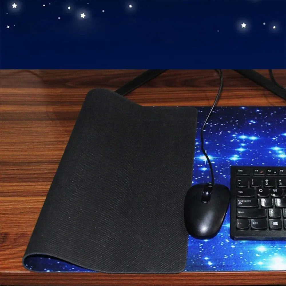 Blue star mouse pad with high-density fabric surface and natural rubber anti-skid base, available in multiple sizes