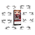 Set of eight pairs of bat and spider themed eyeliner stickers for decorative eye makeup
