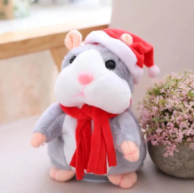 15 cm light brown talking hamster plush toy with head bobbing and voice repeat function