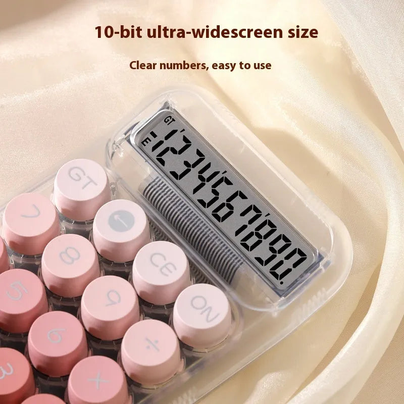Mechanical keyboard calculator with gradient colour design in blue, green, pink, or purple options