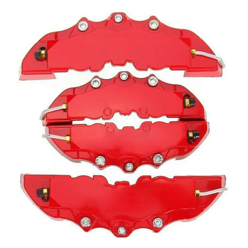 Red four-piece brake caliper cover set in small, medium and large sizes for car modified brake calipers
