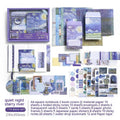 A6 creative journal gift box set with plaid notebook, decorative papers, cards, stickers, and artistic accessories