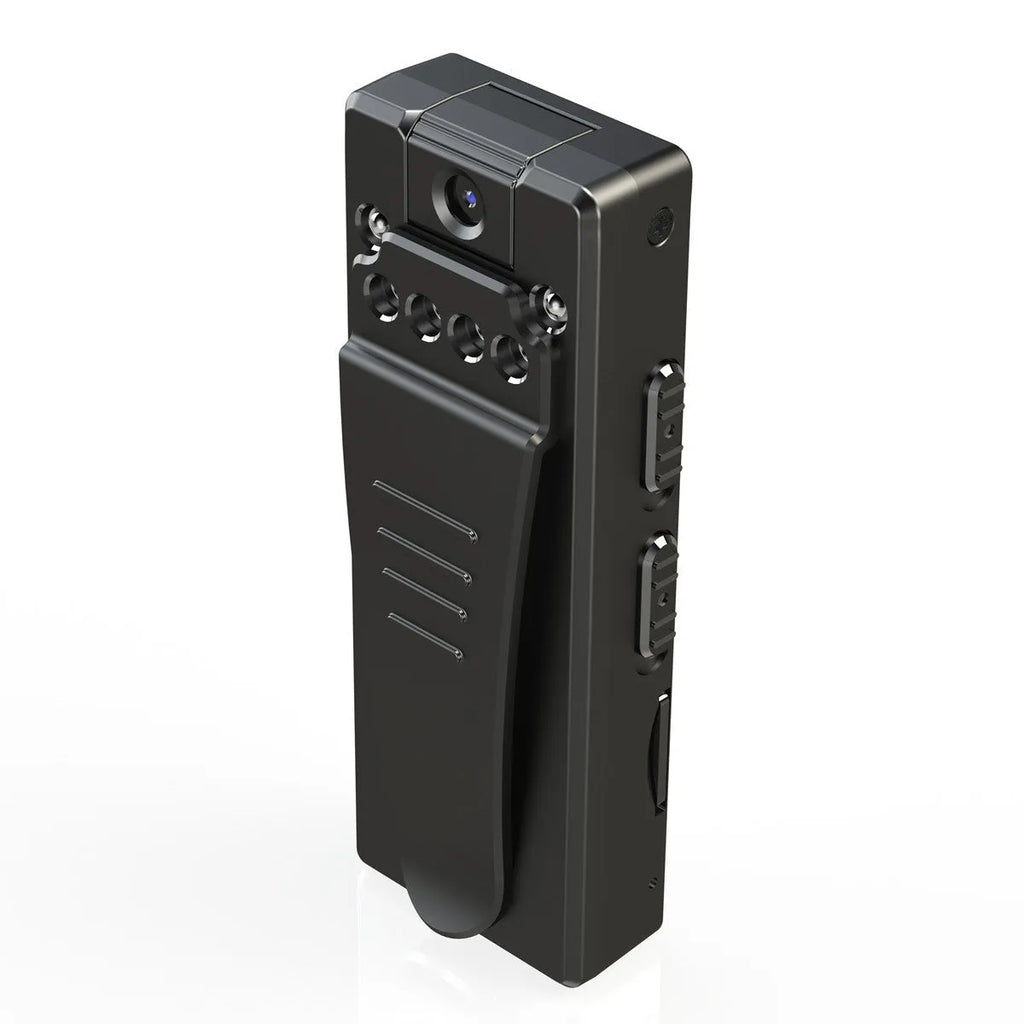 Black 1080p HD DV home camera with night vision, shown with one-button controls and a rotatable lens.