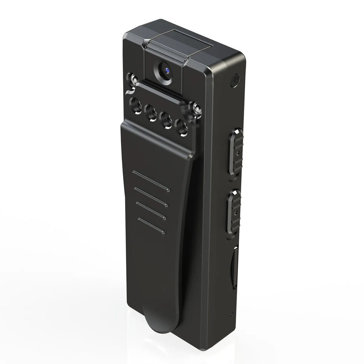 Black 1080p HD DV home camera with night vision, shown with one-button controls and a rotatable lens.