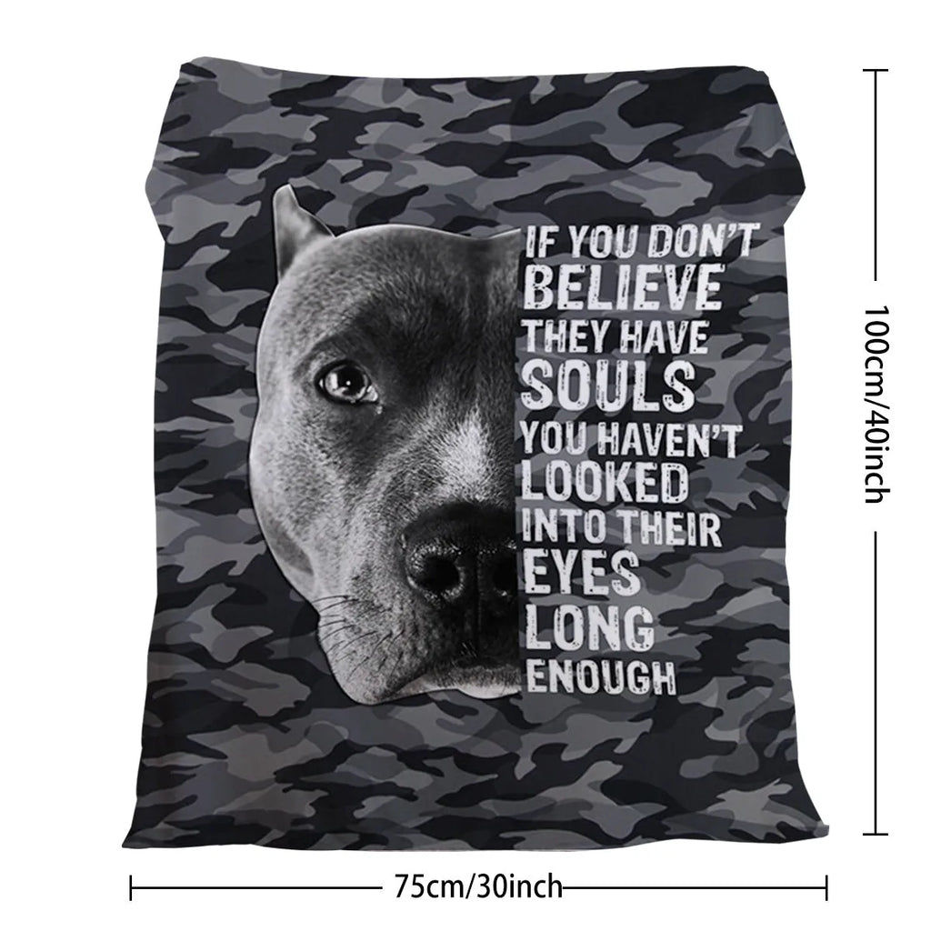 Black dog print flannel blanket, soft fluffy throw, 130x150cm and 75x100cm sizes, hemmed edges