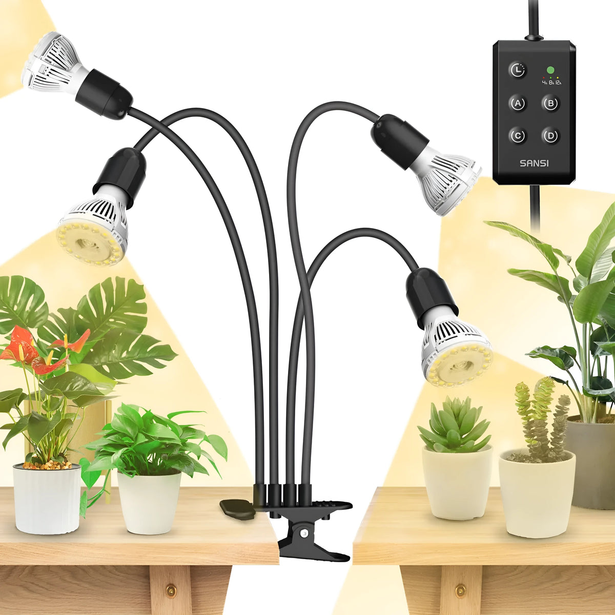 600W full spectrum LED grow light with gooseneck clip and timer for indoor plants
