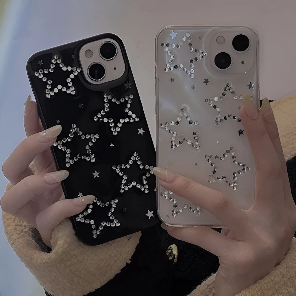 Rhinestone black XINGX epoxy soft phone case for iPhone with protective cover