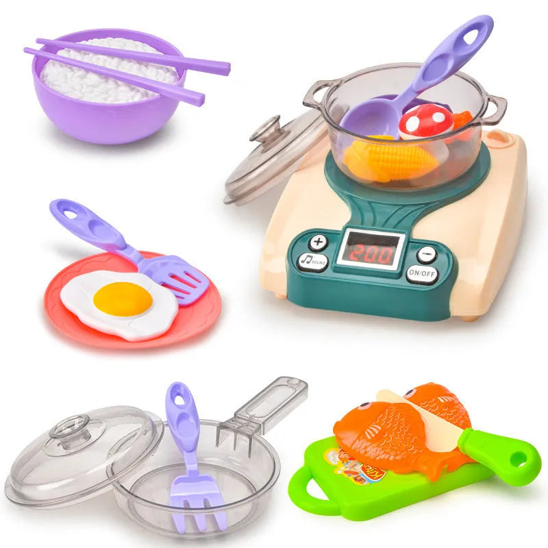 Plastic kitchen play toy with induction cooker design for infant development