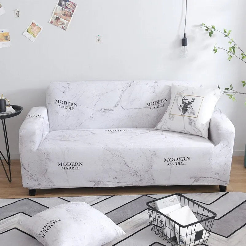 Elastic all-inclusive polyester sofa cover with striped pattern, modern simple style, 15 colours, 1-4 seat models.