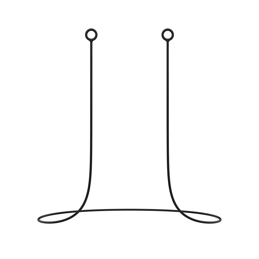 Silicone double ring anti-lost lanyard for earplugs, 55mm length, black colour, on white background