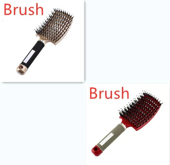 Detangling hairbrush with bristle and nylon teeth for effortless hair management and scalp massage